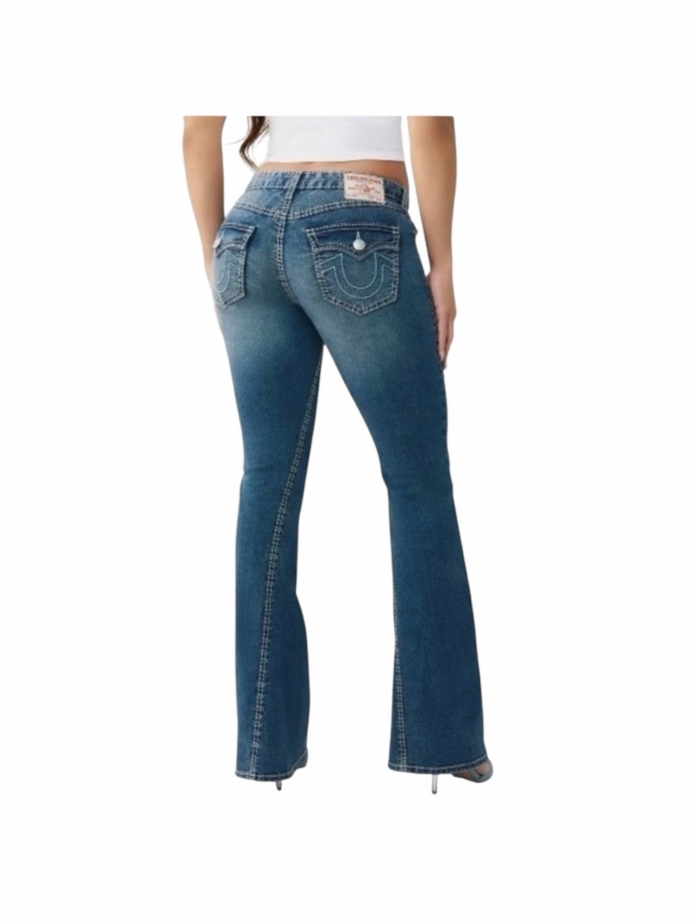NWT True Religion Joey Big T Flap Pocket Flare Jeans Medium Blue Womens Size 30 - Picture 4 of 6